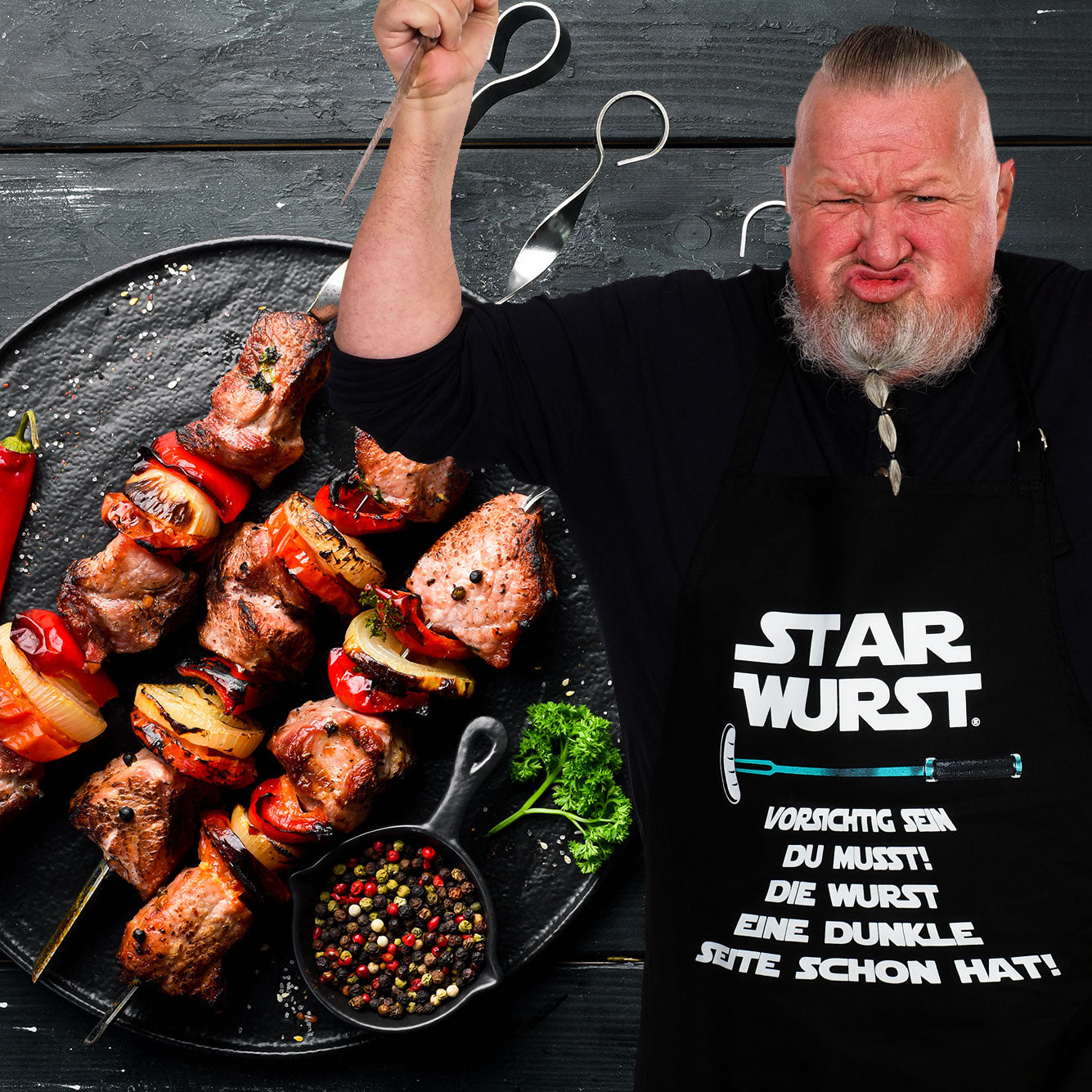 Aufpassen Du mußt - Die Wurst eine dunkle Seite schon hat - Grillschürze