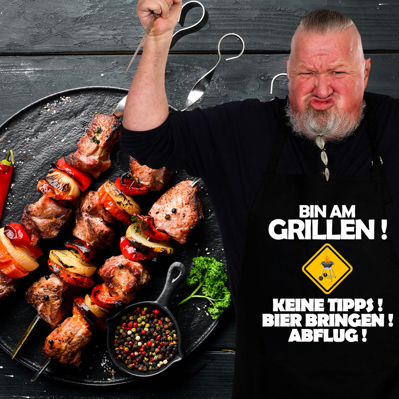 Bin am Grillen - Keine Tipps, Bier bringen Abflug! Grillschürze